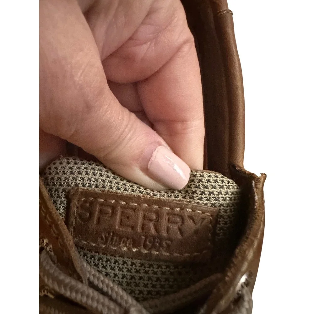 Sperry‎ Top-Sider Mens Tan Leather Mesh Boat Shoes Loafers Nautical Classic